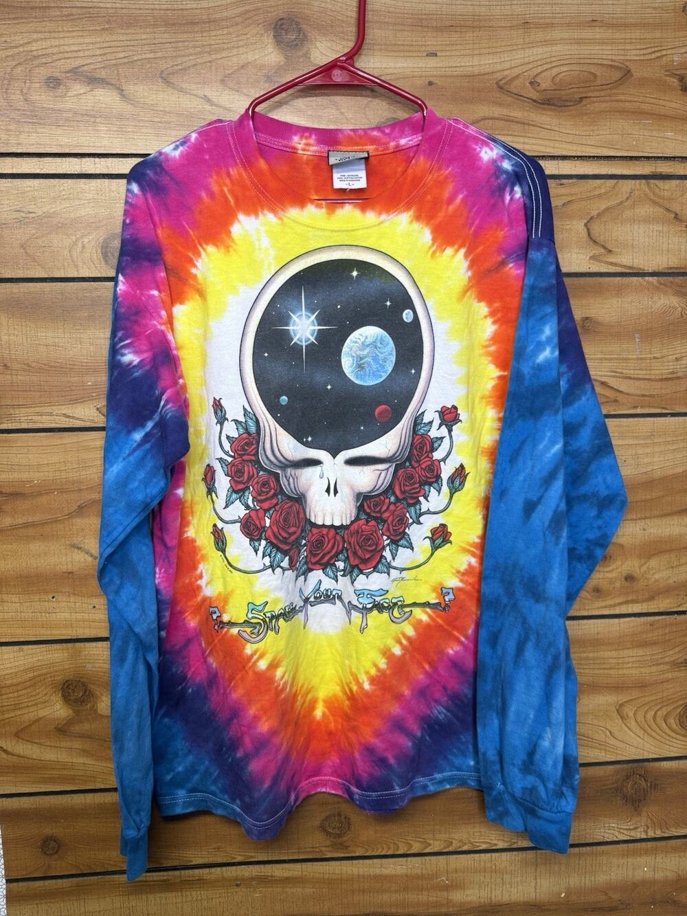 Vintage 90’s Grateful Dead Space Your Face Tie-Dye Long Sleeve T-Shirt Sz L